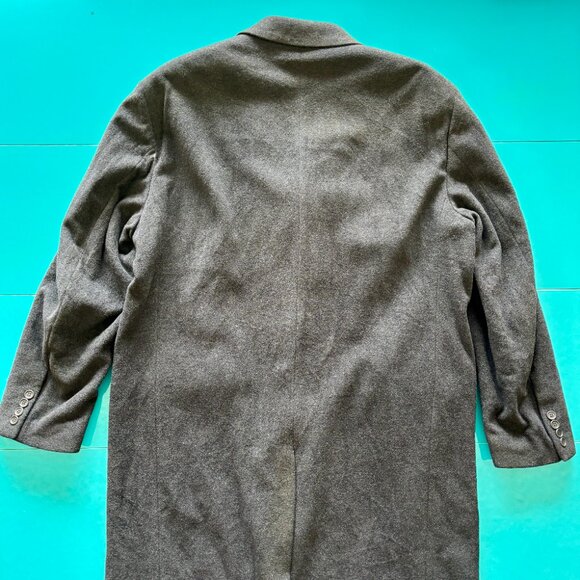 Vintage Racing Green Wool-Blend Grey Overcoat (Chest 44R) - Picture 10 of 16
